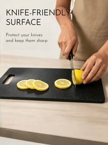 Premium Plastic Cutting Board, Multiple Sizes Available, With Portable Handle, Kitchen Chopping Board, Easy To Clean, Durable, Suitable For Cutting Meat, Vegetables, Fruits, Ideal For Home Cooking, Stylish Design, High-Quality Material, Perfect For Meal Prep Enthusiasts - Black - View 6