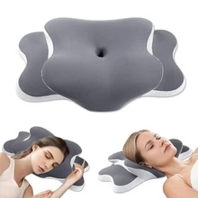 Ergonomic Memory Foam Cervical Pillow Contour Design | Dual Heights Neck Uncomfortable Relief Support For Side Back Stomach Sleepers With Washable Breathable Pillowcase, Memory Foam Pillow Support Contour Bed Pillow, Ergo Pillow For Sleep Apnea - Grey - View 11