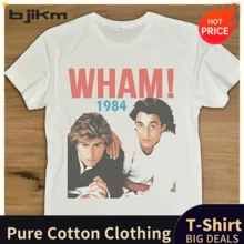 1984 WHAM George Michael Andrew Ridgeley T Shirt Full Size S 5XL - White - View 1