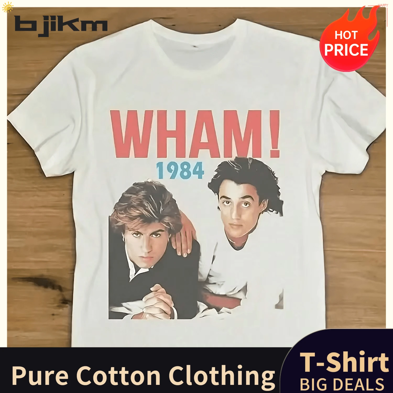 1984 WHAM George Michael Andrew Ridgeley T Shirt Full Size S 5XL - White - View 1