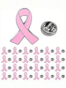 Pink Ribbon Awareness Brooch Pin, Breast Cancer Charity Metal Lapel Badge, Enamel Pin For Backpack Clothes Decoration - Pink - View 1