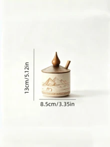1pc Ceramic Seasoning Jar With Wooden Lid And Spoon, Stackable Exquisite Ceramic Jar/Container/Bowl For Storing Items, Suitable For Storing Sea Salt, Spices, Sugar, Etc., Ideal As Tabletop Decor Or Housewarming Gift - Multicolor - View 8