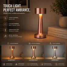 Dumbbell-Shaped Metal Touch Desk Lamp | Brushed Metal Body Design, Available In Rose Gold, Silver, Gold, Touch Control Switch, 3 Color Temperatures, 10 Brightness Levels, Suitable For Reading, Relaxation, Ambient Lighting, Minimalist Compact Design For Bedroom Bedside, Study Desk, Office, Dining Bar, Hotel Desk, Creating Modern Luxury Space Decor Effect - Dumbbell-shaped Table Lamp - View 11