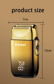 Kemei KM-TX10 Electric Shaver For Men, LCD Display Foil Shaver With Stainless Steel Blade, 3-Speed Adjustable, Rechargeable Beard Trimmer With Spare Blade Head/Foil Net/Frame - Gold - View 10