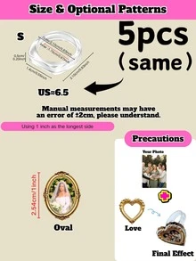 1/3/5 Customized Photo Ring, Unique Memorial Gift For Him/Her, Ideal Valentine's Day Anniversary Gift For Couples, Retro Chic Accessory For Commuting - Multicolor - View 26
