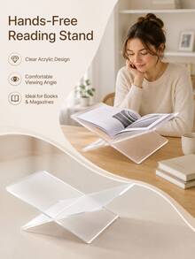 1pc X-Shaped Acrylic Bookshelf (Please Remove Protective Film Before Use), X-Shaped Transparent/Black Bookshelf, Desktop Display Stand, Book Tray, Magazine & Book Holder, Creative Acrylic Desktop Decor, Cookbook Stand, Photo Album Display Rack, X-Shaped Textbook & Photo Album Display Rack, Open Bookshelf, Suitable For Displaying And Reading Cookbooks, Art Books, Bibles, Magazines, Etc. - For Home And Office (Transparent, Black) - Clear - View 5