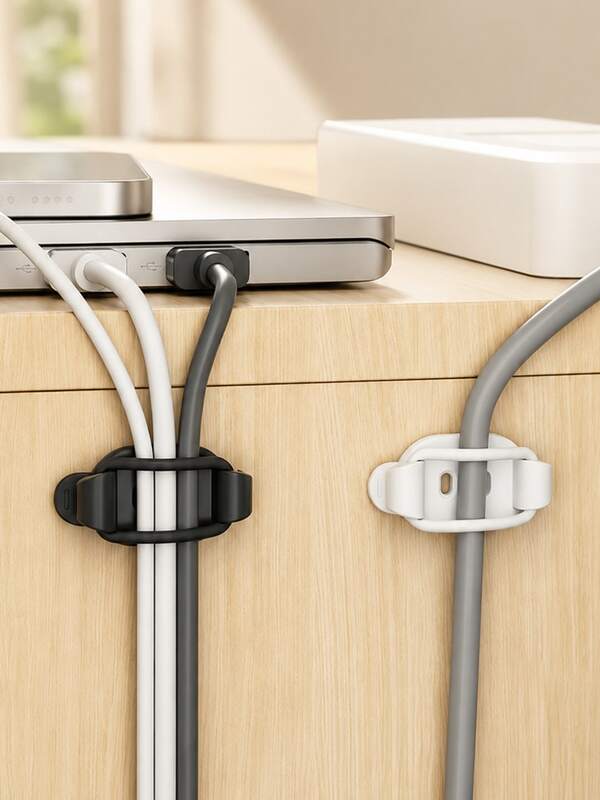 2pcs/1pc Multi-Function Elastic Cable Organizer, Self-Adhesive No-Drill Data Cable Holder, Openable Silicone Wire Storage Clip, Suitable For Charging Cables, Power Cords, USB Cables, Earphone Wires, Computer Cables, Desktop And Wall Cable Management Tool
