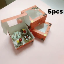 5 hộp bánh giấy cửa sổ trong suốt 4x4x2.5 inch, hộp quà Halloween phong cách tối vui nhộn in hình dơi và bí ngô, hộp giấy vuông nắp lật cho bánh mini, donut, cookie và tráng miệng tiệc - Nhiều màu - Xem 14