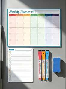 6/1pc Magnetic Dry Erase Refrigerator Calendar, Monthly Fridge Planner Calendar And Today's Menu List Whiteboard, 2/3pcs Refrigerator Blackboard Suitable For Kitchen And Office, Includes 3 Markers + Eraser - one-size - View 20