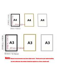 10Pcs A4, Black Photo Frame (Lightweight Magnetic Frame, Non-Wooden) Minimalist Style Lightweight Material, Suitable For Wall Decoration In Bedrooms, Studies, Hallways, Etc., A4 Document Frame - Black - View 9