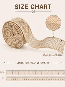 3 Rolls 10m Jute Ribbon, 1.5cm Wide Vintage Style Jute Rope, Suitable For Gift Wrapping, Christmas Wreath, Holiday Bows, Wedding Decoration, DIY Crafts And Party Decor - Beige - View 10