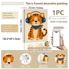 1pc Framed Canvas Wall Art For Baby Nursery, Tiger Theme Baby Room Wall Decor, Cute Tiger Pattern, Jungle Animal Theme Baby Room Decoration, Wildlife Zoo Theme Baby Room Art, Children's Tiger Poster, Children's Room Decor, Framed Toddler Room Wall Art Perfect For Playroom Decor, Kindergarten Decor, Boys Room Decor, Girls Bedroom Decor, Children's Room Decor, Children's Room Poster, Classroom Decor - Multicolor - View 18