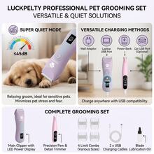 Máy tỉa lông thú cưng 2 trong 1 Luckpetly không dây, bộ tỉa lông thú cưng kèm máy tỉa chi tiết cho bàn chân, máy tỉa lông chó sạc điện có màn hình LED và lược dẫn hướng, phù hợp tỉa lông toàn thân cho chó và mèo - Xem 5