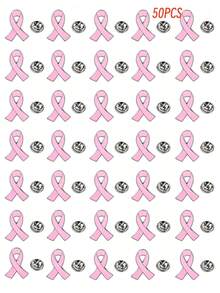 Pink Ribbon Awareness Brooch Pin, Breast Cancer Charity Metal Lapel Badge, Enamel Pin For Backpack Clothes Decoration - Pink - View 6
