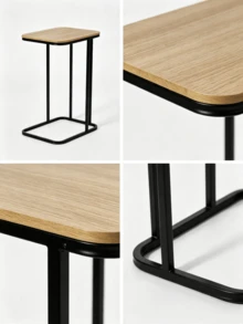 1pc Narrow Sofa Side Table‑With Wood Grain Tabletop And Metal Frame, Sturdy And Durable, Movable Side Table, Can Be Used As Coffee Table / Computer Table / Tea Table, Suitable For Placing Beside Sofa And In Bedroom, Usable Indoors And Outdoors - Multiple Specifications - View 8