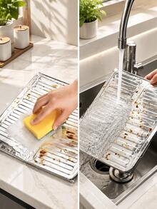 1/2pcs Foldable Kitchen Oil Splash Guard, Aluminum Foil Stove Splash Screen, Heat-Resistant Oil-Proof Cooking Accessory - View 8