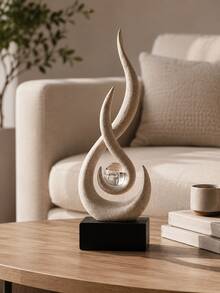 Abstract Sandstone Flame Sculpture, Suitable For Living Room Coffee Table Decor | Modern Black Sculpture Decor, Suitable For Living Room, Bookshelf, Dining Table Centerpiece, Office Desk, 6.3 Inches Tall, Minimalist Matte Style - A - View 5