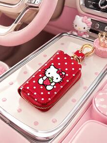 SANRIO 1個 Hello Kitty 車鑰匙保護套，便攜式拉鍊鑰匙收納包附掛鉤夾，可愛女性車鑰匙鑰匙圈收納袋，適合日常攜帶與旅行 - 彩色 - 查看 6