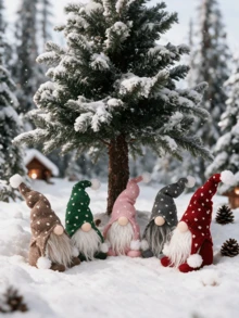 1pc Christmas Elf Decoration, Christmas Hanging Ornament, Thanksgiving Gift, Swedish Gnome Plush Doll, Desktop Cute Decor, Pink - Christmas Doll - View 5
