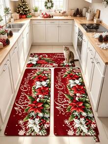 1pc Christmas Kitchen Rug, Thickened Carpet, Plush Rug, Autumn/Winter Rug, Kitchen Rug, Kitchen Mat, Kitchen Carpet, Door Mat, Small Rug, Carpet, Runner Rug, Floor Mat, Home Decor, Area Rug, Outdoor Mat, Home Decor, Area Carpet, Bedroom Rug, Washable Rug - Multicolor - View 2