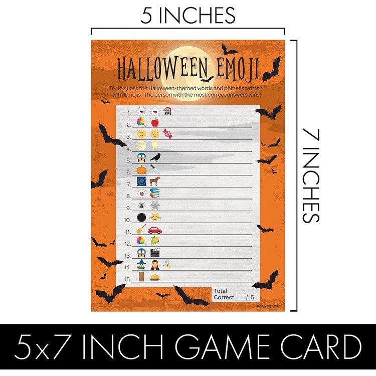 萬聖節猜謎遊戲卡 5" X 7"，附答案對照表，秋季派對主題活動 - 查看 4