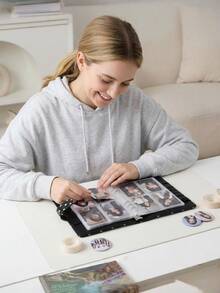 1Set A5 6-Ring Binder Photo Album, Budget & Cash Envelope Card Sleeves, Polka Dot & Macaron PU Leather Cover Loose-Leaf Collection Photo Album With 25Pcs 4-Grid Photo Card Pages, For Home, Office & Travel Use, Ideal For Organizing Family Photos - Multicolor - View 6