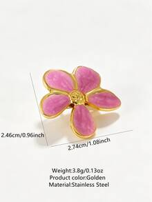 VceTd1PCS Fashionable Vacation Style Stainless Steel Women's Brooch With Asymmetrical Flower Decoration, Suitable For Daily Wear, Vacation Or Gift - Golden - View 13