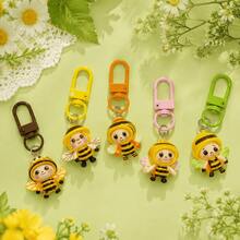 10/5/1pc Cute Bee Keychain, Cartoon Honey Bee Pendant Keyring, Colorful Carabiner Charm, Kawaii Bag Accessory For Women Girls, Spring Gift Idea - Multicolor - View 7