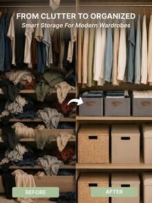 Grey Collapsible Wardrobe Organizer – Stylish Closet Storage Basket For Clothes, Toys, And Home Essentials - Multicolor - View 7