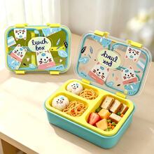 1pc Portable PP Lunch Box, Office Worker Lunch Box/Fruit Bowl/Capacity Approx 800ml, Durable Snap Closure, Leak-Proof And Spill-Proof, Easy To Clean, Handle Design For Convenient Carrying, Suitable For Kitchen Storage/Food Container/Back To School Supplies/Office/Home/Holiday Essentials, Travel Essentials, Summer Meals And Outdoor Dining. - 3-compartment - View 1