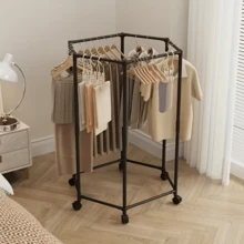 1 st sexkantig 360° roterande klädställning, stark bärförmåga, platsbesparande, fristående vertikal design, perfekt för klädförvaring och organisering, lämplig för förvaringsutrymme i hemmet - flerfärgad - Visa 6