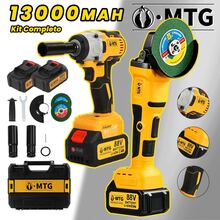 Kit Ferramentas Sem Fio Brushless MTG com Chave de Impacto e Esmerilhadeira Angular 88V, 2 Baterias, Carregador e Acessórios para Reparos, Construção e DIY - Amarelo - Visão 2