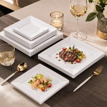 25/50 Pcs White Square Plates Set, 9.5/6.5 Inch Serving Trays For Everyday Dining & Autumn Festivities, Classic Dinnerware For Family Cooking And Entertaining, Ideal For Halloween Christmas & Thanksgiving - White - View 9