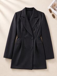 Spring/Autumn Fine Striped Dress Suit Black - Black - View 1