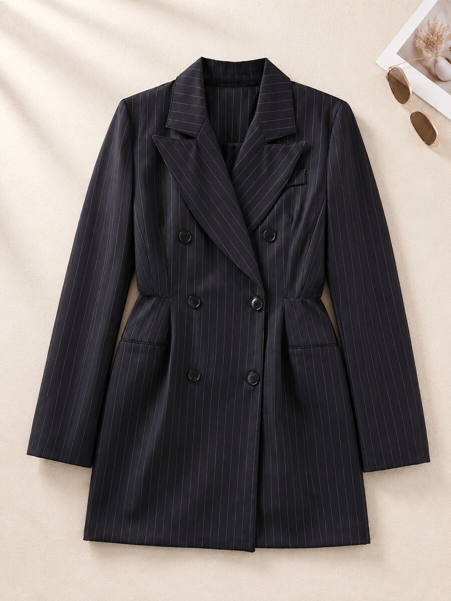 Spring/Autumn Fine Striped Dress Suit Black - Black - View 1