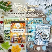 20Sheets Large Size Waterproof Dual-Material Four Seasons Washi PET Sticker Book Beautiful Lady Stickers Set For Scrapbooking Junk Journal Planner - Four Seasons Sticker Book - View 1