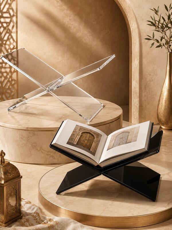 Suitable For Father's Day, Festival, Music Festival And Other Occasions As Gifts; Acrylic Stand, Can Also Serve As Bookend, Book Reading Stand, Prayer Tray. It Can Hold, Prayer Mat, Prayer Beads, And Also Function As Desktop Bookshelf, Cookbook Stand, And Home Decor For Dining Table And Coffee Table. Customization Is Supported, Making It A Personalized Gift.