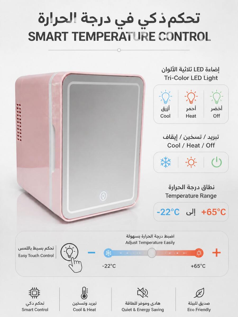 4L Mini Skincare Fridge With Adjustable LED Makeup Mirror, Dual Cooling & Warming Functions, Portable Refrigerator For Bedroom, Office, Car - White - View 1