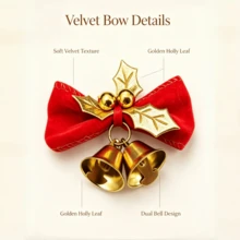 1pc/10pcs Mini Christmas Bell Set With Ribbon Bow, Gold Bells, Photo Props, Christmas Tree Hanging Ornaments, Christmas Tree Decoration, Gift Accents, Suitable For Party, Wedding, Birthday Scenes - Mini Bow Bell - View 8