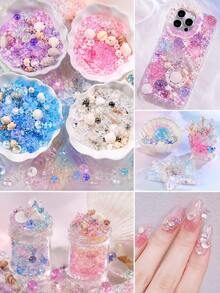 Ocean Theme DIY Handmade Beads & Decorative Elements, Mixed Color Shells, Pearl Pendants, Crystal Beads & Rhinestones, Mermaid Jewelry Making Materials, Resin Art, Scrapbooking & DIY Decorative Accessories - Multicolor - View 3