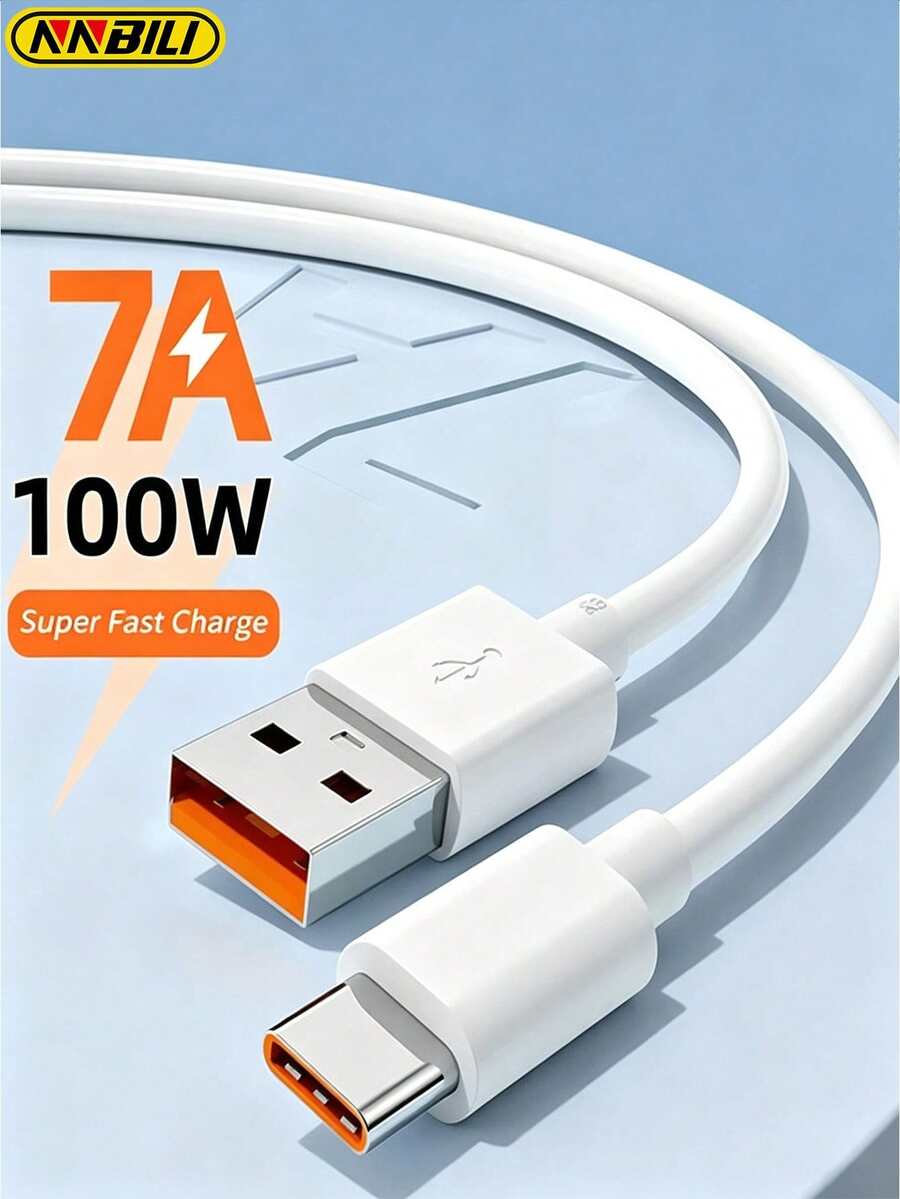 NNBILI 7A 100W Type-C USB Data Cable, Super Fast Charging Cable Compatible With Huawei Mate 40 30, Compatible With Xiaomi, Fast Charging USB Charger Cable, Travel Gift, Birthday/Easter/Gift For Boys/Girls - Type C - View 1