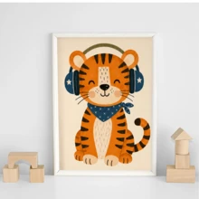 1pc Framed Canvas Wall Art For Baby Nursery, Tiger Theme Baby Room Wall Decor, Cute Tiger Pattern, Jungle Animal Theme Baby Room Decoration, Wildlife Zoo Theme Baby Room Art, Children's Tiger Poster, Children's Room Decor, Framed Toddler Room Wall Art Perfect For Playroom Decor, Kindergarten Decor, Boys Room Decor, Girls Bedroom Decor, Children's Room Decor, Children's Room Poster, Classroom Decor - Multicolor - View 10