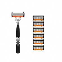 2pcs Black NICE Handle 36pcs Replacement Blades 6-Layer Manual Shaving Set | Men's Manual Shaving Set With 6-Layer Stainless Steel Blades | Reusable, Smooth & Comfortable, Clean Shave, Easy To Clean With Direct Rinsing - A - View 14