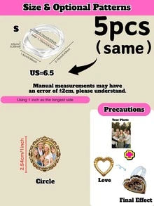 1/3/5 Customized Photo Ring, Unique Memorial Gift For Him/Her, Ideal Valentine's Day Anniversary Gift For Couples, Retro Chic Accessory For Commuting - Multicolor - View 29