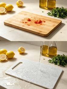 High-Quality Plastic Cutting Board, Marble Pattern Plastic Chopping Board, Available In Different Sizes, Mold-Resistant, Suitable For Kitchen And Restaurant Use, Perfect For Meal Prep For Weight Loss, Non-Slip Kitchen Cutting Board With Hanging Hole, Easy To Clean, Durable, Can Be Used For Cutting Meat, Vegetables, Fruits, Suitable For Home Cooking, Stylish Design - White - View 3