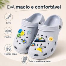 Chinelo Feminino Estilo Babuche Pigente Corfly Baixo 100% EVA Solado Leve Antiderrapante broches - Névoa - Visão 7