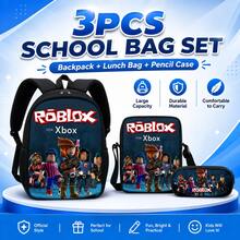 Roblox New 3PCS Anime Combination Backpack Set Including Backpack, Crossbody Bag, Pencil Case, Adjustable Shoulder Straps, Zipper Design, Unisex, Suitable For School, Travel, Camping, Ideal Gift For Christmas, Birthday, Back To School Season - Roblo Boy Backpack B - View 6