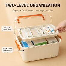 1PC Multi-Layer Medicine Storage Box With Snap-Lock Lid, Portable First Aid Organizer, Durable Plastic Medical Supply Container For Home, Office & Travel - Yellow - View 7
