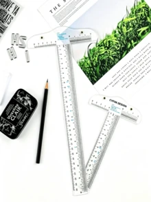 1pc Transparent Acrylic T-Square Ruler, Essential Student Drawing Tool For School, Precise Alignment T-Ruler For DIY Crafts, Multi-Function Measuring Ruler For Scrapbooking, Card Making, Fabric Cutting, Paper Trimming, Marking And Tracing, Double-Sided Inch And Centimeter Scales, Hand Tool - Acrylic T-square - View 3