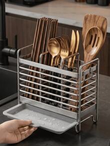 Stainless Steel Chopstick Holder, Wall-Mounted Kitchen Utensil Storage Rack, Rust-Proof Space-Saving Storage Box, Countertop And Wall Installation, Suitable For Home And Commercial Kitchens - Multiple Styles and Colors - View 6